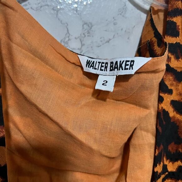 WALTER BAKER Yosline gathered tiger-jacquard midi dress 2 - Picture 10 of 14